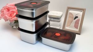 4 Size 304 Stainless Steel Airtight Vacuum Food Storage Container Leakproof Fresh Keeping Box