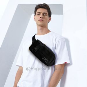 Tas Selempang Pria Black Series Tas Slempang Pria Polos Hitam Model Simpel Kasual - PG - 8831