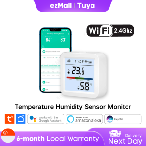 Tuya Smart WiFi Temperature Humidity Sensor Monitor with Screen Thermometer Hygrometer with Date and Time Display