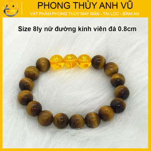 Vòng tam hợp hợi mão mùi chất liệu mắt hổ vàng nâu tự nhiên - size 8 10 12ly cho người mệnh thổ mệnh kim - có khai quang điểm nhãn may mắn tài lộc - bảo hành 12 tháng - PHONG THỦY ANH VŨ