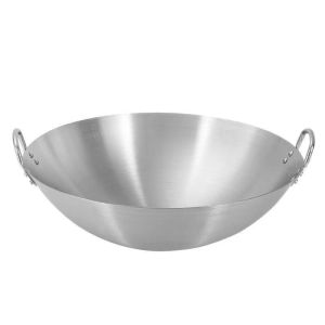 50-80CM Large Size Stainless Steel Double Ears Non-stick Wok Household Kitchen Frying Pan Jumbo Flat Pan Double Handle