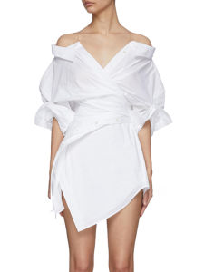Korean Style Shirt Dress For Women V Neck Long Sleeve Off Shoulder High Waist Solid Mini Dresses Female Clothes Fashion