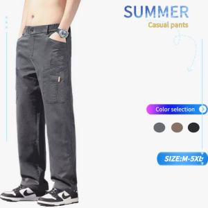 Large size cargo pants for men 100% cotton multi-bag cotton cargo pants trousers working loose casual pants Korean style pan