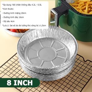Set 10 Khay Giấy Bạc Lót Nồi Chiên Không Dầu Lò Nướng Loại Sâu 4cm - Khuôn Đĩa Nhôm Đựng Thức Ăn Thực Phẩm