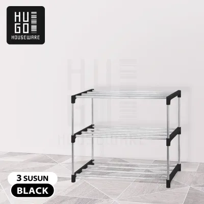 HUGO Rak Sepatu Minimalis 4 Susun Serbaguna Stainless Steel Tempat Sepatu Sandal