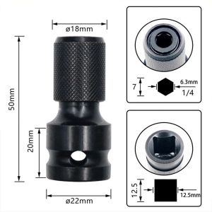 Impact Wrench Socket Adaptor Hex Shank Chuck Air Power Wrench Converter Adapter HighQuality Upgraded 1/2" to 1/4" Hex Shank Adaptor Quick Release Impact Driver Electric  Conversion Kit Quick Change Hot