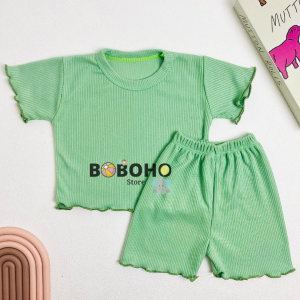 BOBOHO - SETELAN KAOS LENGAN PENDEK KRIWIL DAN CELANA PENDEK KRIWIL ANAK PEREMPUAN LOKAL SET DUA POTONG MUSIM PANAS / SETELAN ANAK PEREMPUAN CASUAL