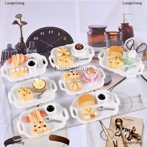 [COD] Laogeliang 2 Bộ Dollhouse mini nhà bếp bánh bánh mô phỏng bữa ăn sáng đặt thu nhỏ thực phẩm chơi cảnh đạo cụ