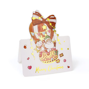 12/1PCS Creative Christmas Greeting Card Xmas Favors Folding Postcard Mini Festival Invitation Baby Famliy Gift Home Party Decor