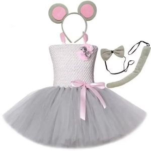 Grey Mouse Costumes Girls Tutu Dress Children Animal Costume Kids Halloween Dresses for Girls Baby Clothes for Birthday Party2026