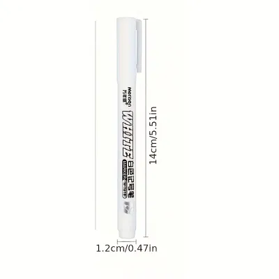 1PCS White Permanent Marker Pens - Waterproof Oil-Based Gel Ink for Tire Art Graffiti Fabric Wood Leather - Durable Stain-Resistant Vivid Color - Creative Design Plastic Markers Plain No Feather