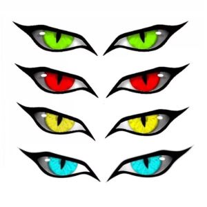 NEMOPH 2 Pcs Strong Reflective 3D Stereo Eyes Stickers Waterproof VINYL Rearview Mirror Stickers Removable Cat Eyes Design Evils Eyes Stickers for Car Motorcycle