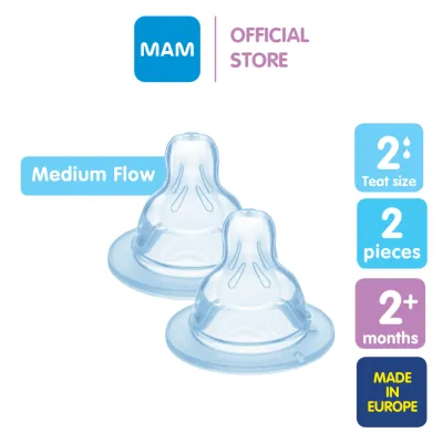 MAM Teats For 2+ Months SkinSoft Silicone Nipples for Baby Bottles - (Size 2) Medium Flow (Pack of 2)