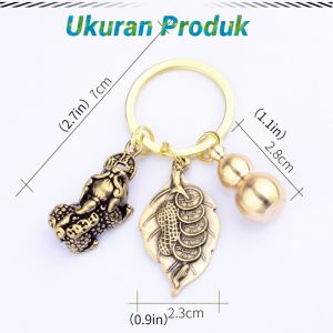 Pixiu Fengshui Gantungan Kunci Mobil Bentuk Labu Keberuntungan Fortune Yiye Fortune Bahan Kuningan Murni
