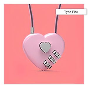 Metal Heart Shaped Padlock Locks Password Padlock Long Wire Rope-Lock for Lovers Wedding Anniversary Travel Couple