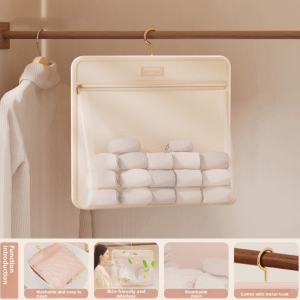 MAOMEI Có thể gập lại Túi đựng đồ lót có khóa kéo Thoáng khí Túi treo tất nhiều lớp Thực tế Công suất lớn Hộp đựng tất Ký túc xá sinh viên