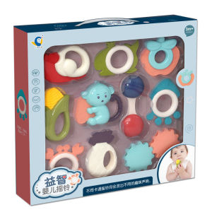 Hand Silicon Rattle Newborn Baby Teether Rattles 10 pcs Set Teeth Grip 宝宝牙胶手摇铃 Sensory Early Learning Toddler Toys Gift 2892