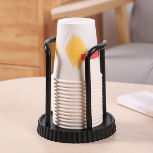 Rotatable Cup Dispenser 4 Compartment Paper Cup Holder Multifunctional Storage Rack Cup Storage Organizer