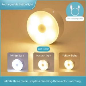 USB Rechargeable Stick-on Push Night Light Mini Tap Push LED Lamp for Cabinet Counter Bedroom