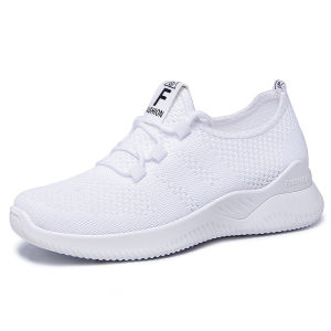 Sepatu Sneakers Sport Wanita Bahan Rajut Women Shoes Casual HITAM