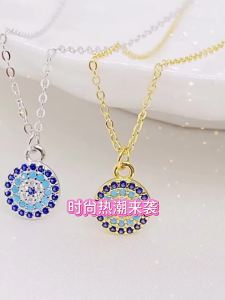 Korean Style S925 Pure Silver Devils Eye Blue Eye Necklace Cross-Border Hot-Selling Fashionable Light Luxury Style Collarbone Chain Wholesale