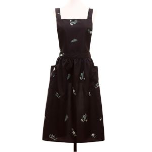 K10SEQ Hoa thêu Tạp dề nhà bếp Có thể điều chỉnh Polyester Tạp dề cột sau lưng Kiểu dáng xếp ly Tạp dề vẽ tranh Công việc làm vườn