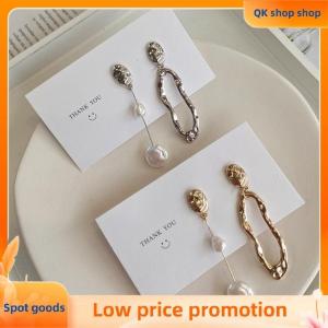 ✨QK shop✨ Geometric Pearl Earrings Asymmetrical Earrings Personality Irregular Fashion Baroque Style Earrings