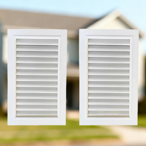 TOP มู่ลี่สีขาว ช่องระบายอากาศตั้งฉาก สูง 60 ซม. กว้าง 40 ซม. พร้อมมุ้งไนลอนกันยุง (ราคาต่อบาน)