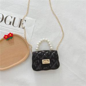 Tas Selempang Jelly 6847 Hand Bag Mini Motif Mutiara Sling Bag Wanita Rantai Gold Vintage Kekinian ptt