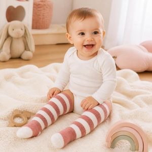 GYYT Winter Plush Kids Striped Floor Stockings Soft Windproof Baby Long Socks New Breathable Knee High Socks