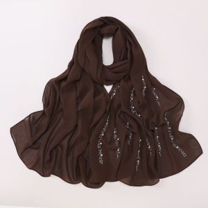 GOXBERK Hạt lấp lánh Khăn hijab voan giả ngọc trai Thoáng khí Đá pha lê Khăn quấn đầu mềm mại Quà tặng Nhẹ Khăn choàng Malaysia Phụ nữ