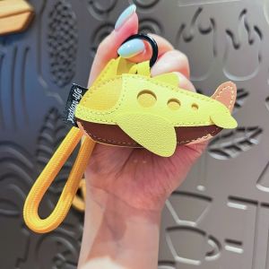 NOVELLEO Unique Cartoon Airplane Keychain Cute PU Leather Bag Pendant Exquisite Transportation Bus Shape Keychain Women