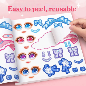 JDPOK 4/5 pcs Reusable Princess Dress Up Sticker Book Handicrafts Outfit Educational Sticker Toy Cartoon Makeup Make a Face Puzzle Stickers Set For Girls