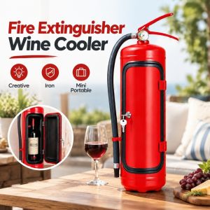 MAOMEI Sáng tạo Hộp đựng rượu vang Hình dạng bình chữa cháy Sắt Giá đỡ chai Độc đáo Mới lạ Giá để chai rượu Trang trí nhà cửa