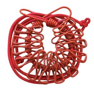 Tali Jemuran Karet Elastis 12 Klip Jepitan Dengan Pengait Hook Clothesline With Clip Super Kuat Gantungan Jepit Baju Celana Sepatu Sandal Praktis Anti Angin - FR Gallery