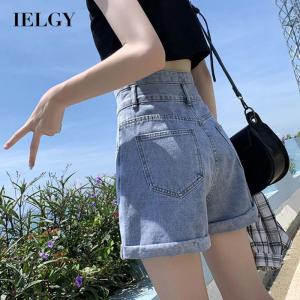 IELGY Quần Đùi Denim Cạp Cao Chân Rộng Dáng Chữ A Dáng Rộng Và Mỏng Cho Nữ Mùa Xuân Và Mùa Hè