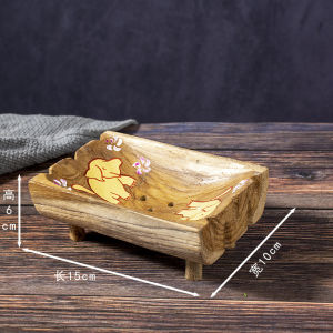 ที่วางสบู่เพ้นลาย กล่องถาดสบู่มีขา ที่ใส่สบู่วาดรูปดอกไม้ อุปกรณ์ห้องน้ำ แข็งแรง คุณภาพดีทนทาน Soap Dish