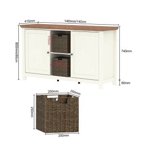 Panelbond Sideboard Modern Farmhouse Sideboard with 2 Doors with Woven Basket Storage Wooden Coffee Cabinet for Kitchen Living Room Export Quality