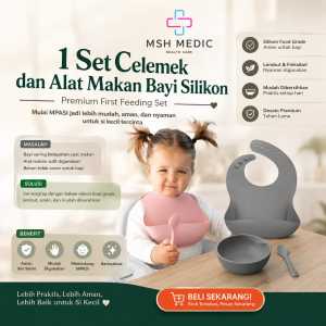 1 SET Celemek Dan Alar Makan Bayi Bahan Silikon - Premium Set