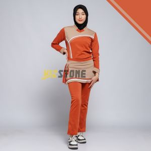 Baju Olahraga Wanita / Setelan Baju Senam Muslimah / Teracota-Cream / Sportwear