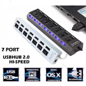 Eason Mall COD Standalone Switch 4/7 Port USB 2.0/3.0 Hub Computer USB Splitter Extender With Blue LED Light USB Hubs