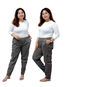 Celana Kerja Kantor L K Karet Full / Celana Wanita Jumbo / Big size / Cream Capucino Hitam Moca Abu / Celana Kerja Jumbo / Celana Bahan Formal Big Size