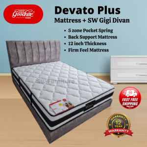 Goodnite Devato Plus Pocket Spring Mattress + SW Gigi Divan Set