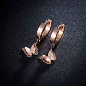 [ Bayar Ditempat ] Anting Titanium Wanita Rose Gold Anti Karat Selamanya / Anting Titanium Gantung Wanita / Anting Titanium Kupu Kupu / Anting Titanium Asli Ori Import