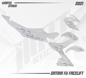 Striping Satria Facelift - Stiker Transparan Satria FU Facelift Api Vol 4 (Sudah Terpotong)
