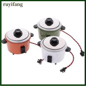 ruyifang 1PC 1:12ตุ๊กตาหม้อหุงข้าวขนาดเล็กอุปกรณ์ตกแต่งของเล่น