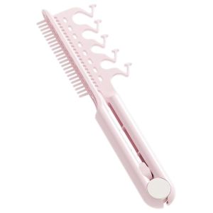 Sisir Volume dan Pijat Kulit Kepala 2-in-1 Desain V-Shape untuk Angkat Akar Rambut Sisir Portable yang Dapat Dilipat