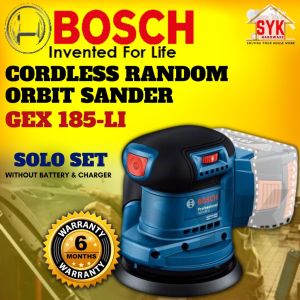 SYK BOSCH GEX185-LI Cordless Random Orbit Sander Machine Mesin Sander Mesin Gosok Kertas Pasir - 06013A5080