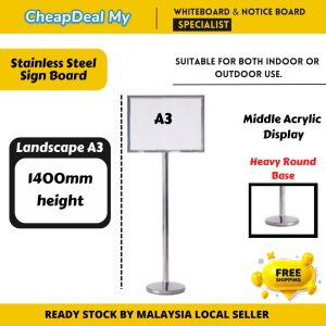 CheapDealMy A4 A3 Stainless steel poster stand/menu stand/display stand/info stand/poster board/menu board/info board school office shop cafe mall hotel