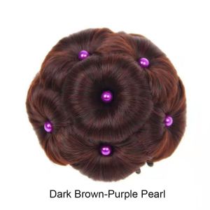JON09 Flower Ring Bun Synthetic Hair Bun Pearl Hair Bun Donut Curly Chignon Stylish Fake Hair Nine Flowers Hair Women